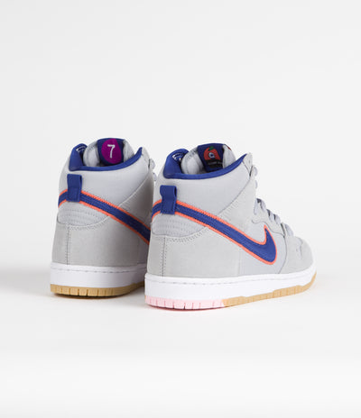 Nike SB Dunk High 'New York Mets' Premium Shoes - Cloud Grey / Rush Blue - Team Orange - White