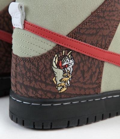 Nike SB Dunk High Pro 'Kebab and Destroy' Shoes - Topaz Gold / Chile Red - Fauna Brown - White - Black - Celadon