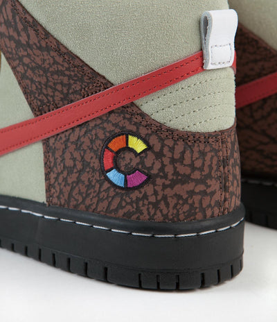 Nike SB Dunk High Pro 'Kebab and Destroy' Shoes - Topaz Gold / Chile Red - Fauna Brown - White - Black - Celadon