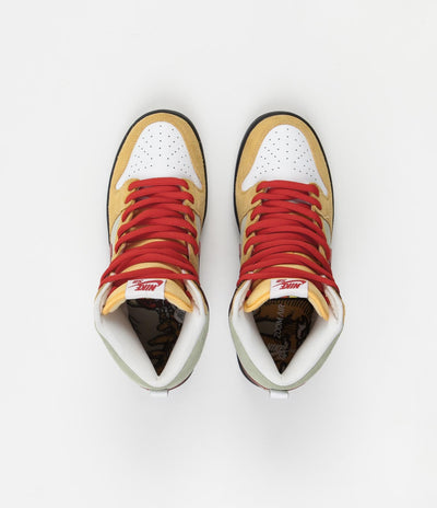 Nike SB Dunk High Pro 'Kebab and Destroy' Shoes - Topaz Gold / Chile Red - Fauna Brown - White - Black - Celadon