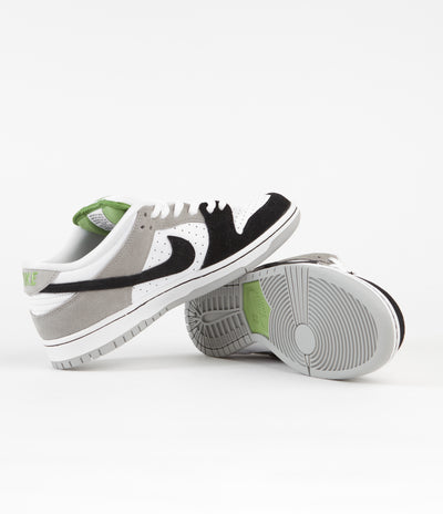 Nike SB Dunk Low Pro 'Chlorophyll' Shoes - Medium Grey / Black - White - Chlorophyll