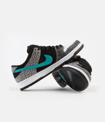 Nike SB Dunk Low Pro 'Elephant' Shoes - Medium Grey / Clear Jade - Black - White
