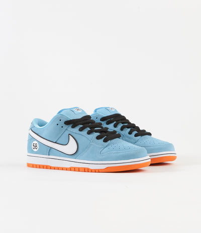 Nike SB Dunk Low Pro 'Gulf' Shoes - Blue Chill / White - Safety Orange - Black