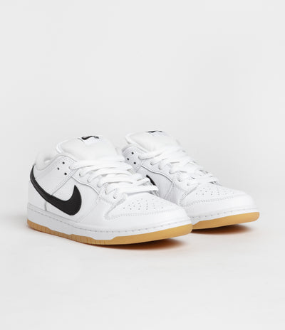 Nike SB Dunk Low Pro Shoes - White / Black - White - Gum Light Brown