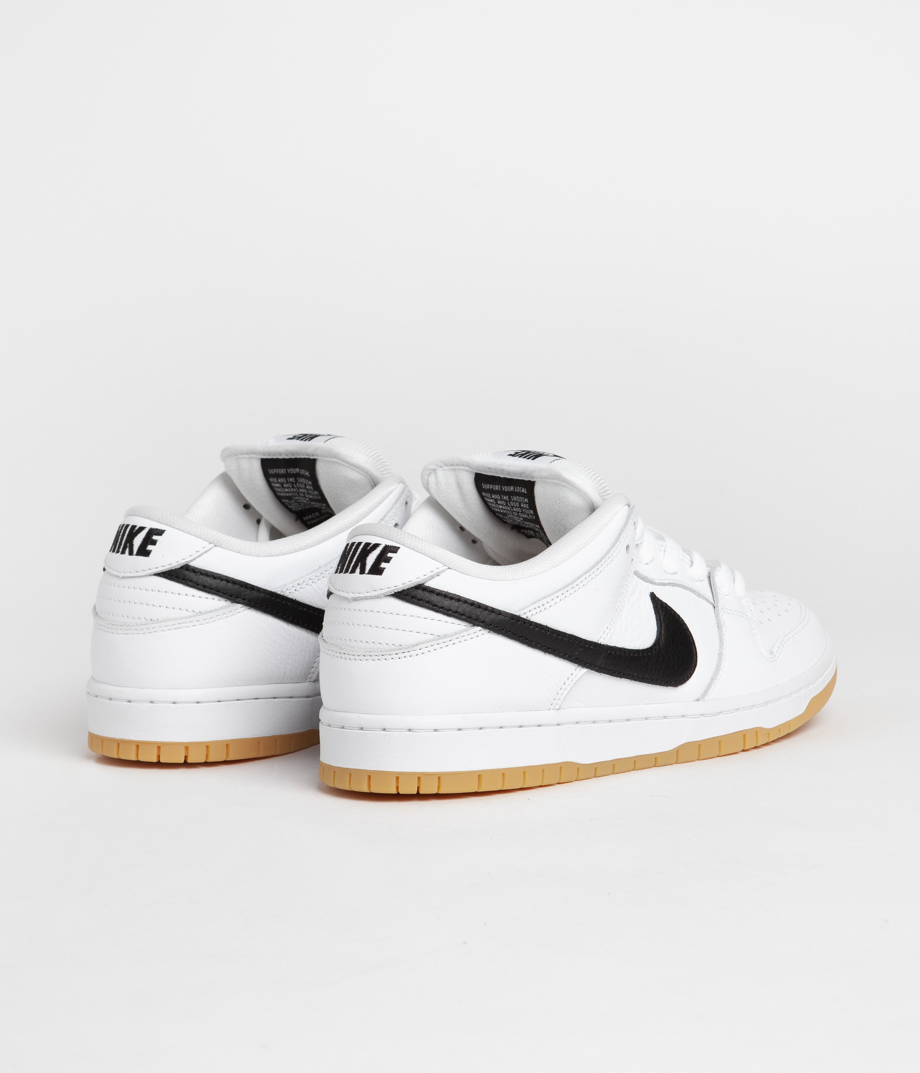 Nike SB Dunk Low Pro Shoes - White / Black - White - Gum Light ...