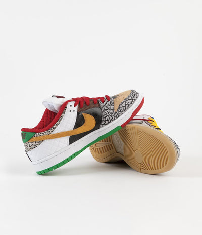 Nike SB Dunk Low Pro 'What The P-Rod' Shoes - Sport Red / Black - Varsity Maize - Volt