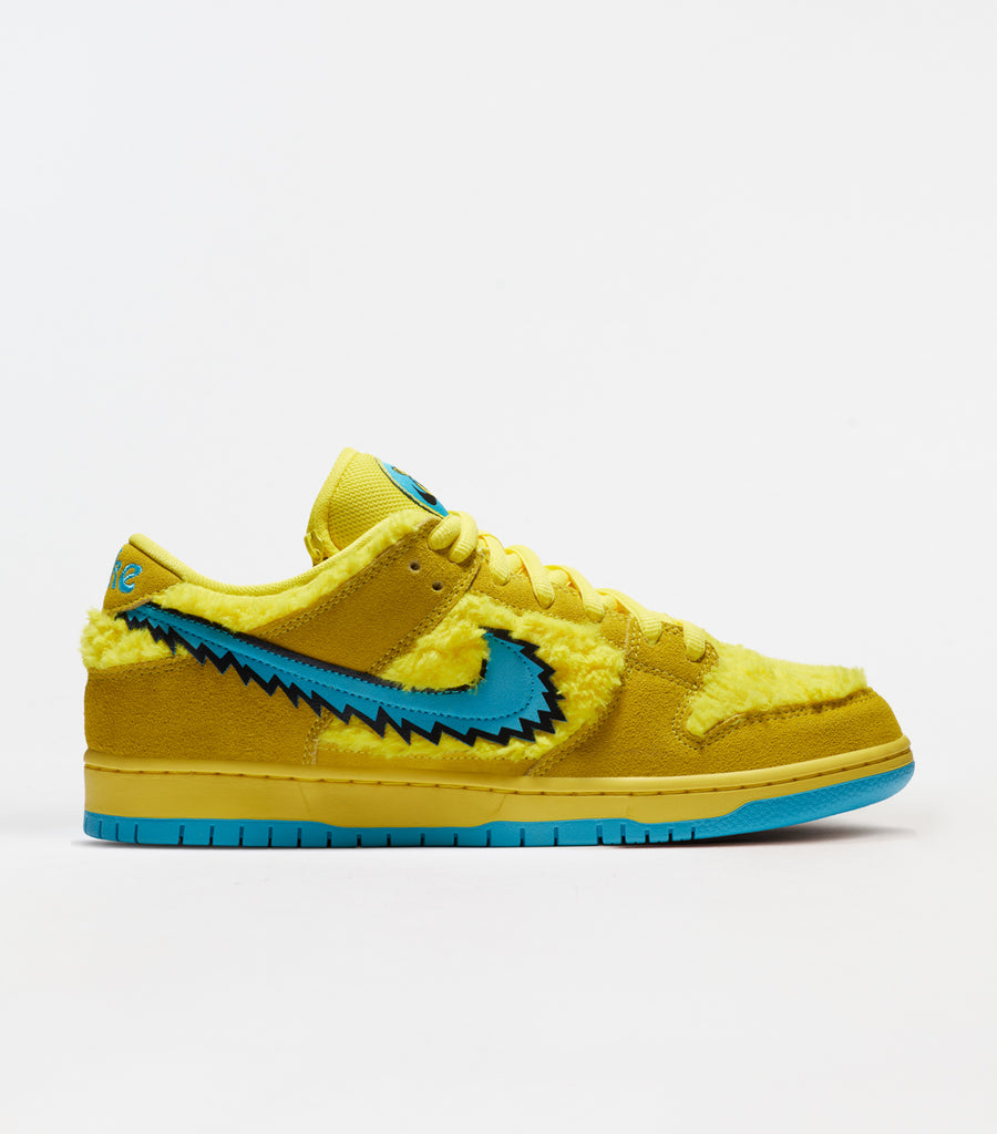 Nike SB Grateful Dead Dunk Low Pro Shoes Opti Yellow Blue Fury