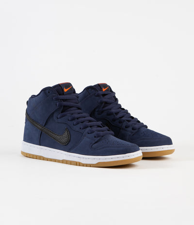 Nike SB Orange Label Dunk High Pro Shoes - Midnight Navy / Black - Midnight Navy - White