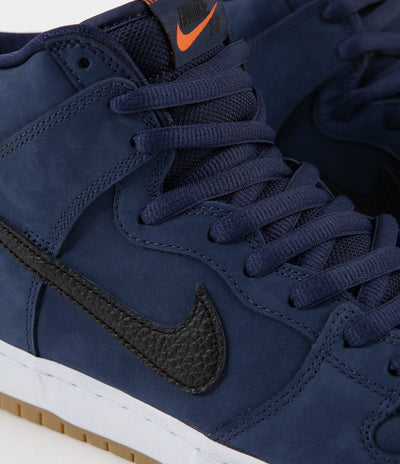Nike SB Orange Label Dunk High Pro Shoes - Midnight Navy / Black - Midnight Navy - White