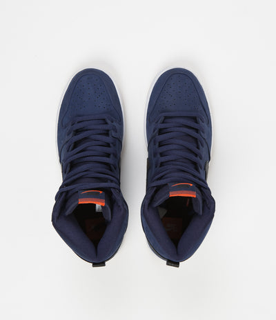 Nike SB Orange Label Dunk High Pro Shoes - Midnight Navy / Black - Midnight Navy - White