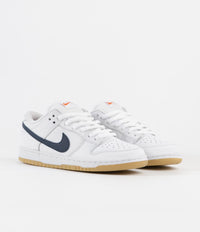 Nike SB Orange Label Dunk Low Pro Shoes - White / Navy - White - Safety Orange thumbnail