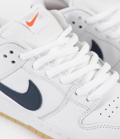 Nike SB Orange Label Dunk Low Pro Shoes - White / Navy - White - Safety Orange