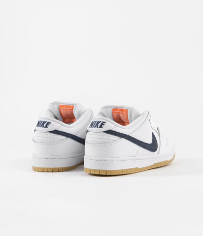 Nike SB Orange Label Dunk Low Pro Shoes - White / Navy - White - Safety Orange