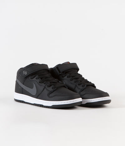 Nike SB Orange Label Dunk Mid Pro Shoes - Black / Dark Grey - Black - White