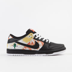 Nike SB 'Raygun Tie-Dye' Dunk Low Pro Shoes - Black / Black - Orange Flash