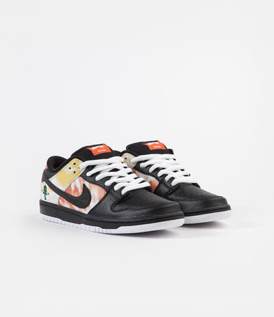 Nike SB 'Raygun Tie-Dye' Dunk Low Pro Shoes - Black / Black - Orange Flash