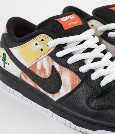 Nike SB 'Raygun Tie-Dye' Dunk Low Pro Shoes - Black / Black - Orange Flash