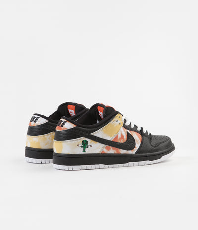 Nike SB 'Raygun Tie-Dye' Dunk Low Pro Shoes - Black / Black - Orange Flash