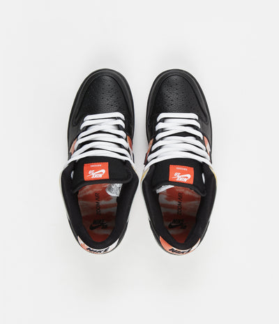 Nike SB 'Raygun Tie-Dye' Dunk Low Pro Shoes - Black / Black - Orange Flash