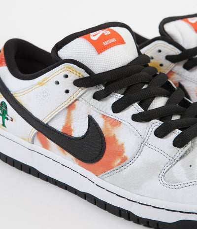 Nike SB 'Raygun Tie-Dye' Dunk Low Pro Shoes - White / Black - Orange Flash - Del Sol