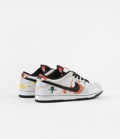 Nike SB 'Raygun Tie-Dye' Dunk Low Pro Shoes - White / Black - Orange Flash - Del Sol