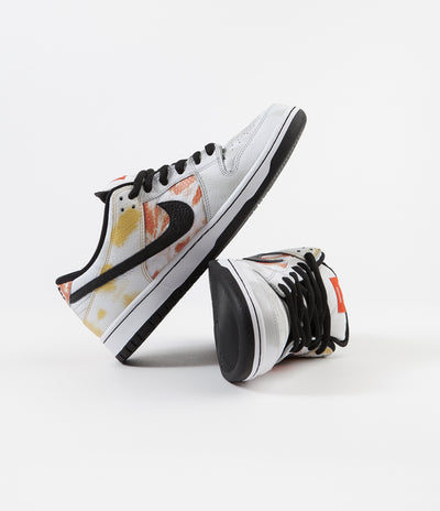 Nike SB 'Raygun Tie-Dye' Dunk Low Pro Shoes - White / Black - Orange Flash - Del Sol