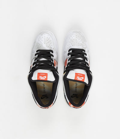 Nike SB 'Raygun Tie-Dye' Dunk Low Pro Shoes - White / Black - Orange Flash - Del Sol