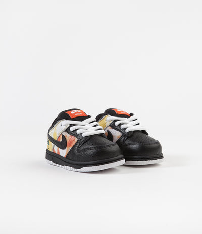 Nike SB 'Raygun Tie-Dye' Dunk Low Pro (Toddler) Shoes - Black / Black - Orange Flash