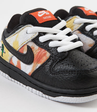 Nike SB 'Raygun Tie-Dye' Dunk Low Pro (Toddler) Shoes - Black / Black - Orange Flash