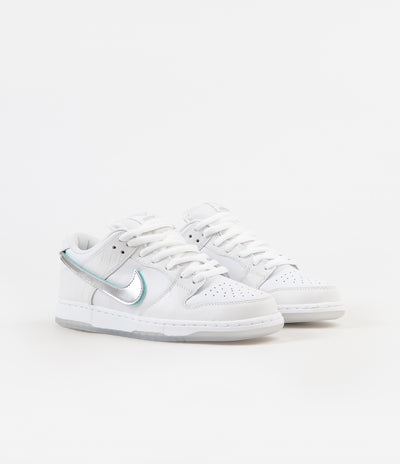 Nike SB x Diamond Dunk Low Pro OG Shoes - White / Chrome - White - Tropical Twist