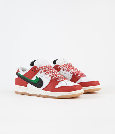 Nike SB x Frame Skate Dunk Low Pro 'Habibi' Shoes - Chile Red / Black - White - Lucky Green