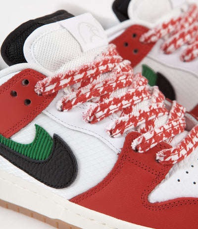 Nike SB x Frame Skate Dunk Low Pro 'Habibi' Shoes - Chile Red / Black - White - Lucky Green