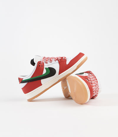 Nike SB x Frame Skate Dunk Low Pro 'Habibi' Shoes - Chile Red / Black - White - Lucky Green