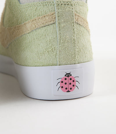 Nike SB x Frog Skateboards Blazer Mid Shoes - Light Liquid Lime / Lawn - White - Light Crimson