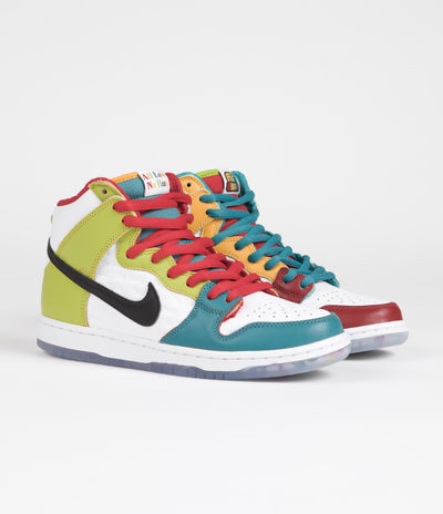 Nike SB x froSkate Dunk High Pro 'All Love' Shoes - White / Metallic Gold - University Red