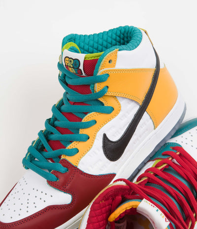Nike SB x froSkate Dunk High Pro 'All Love' Shoes - White / Metallic Gold - University Red