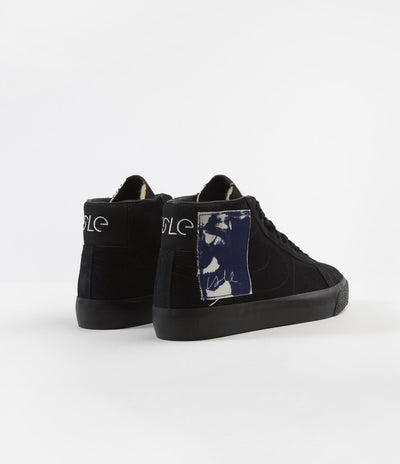 Nike SB x Isle Blazer Mid Shoes - Black / Black - Sail - Blue Void