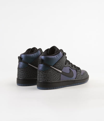 Nike SB x NBA Dunk High Pro 'Black Sheep' Shoes - Black / Black - Dark Grey - Metallic Silver