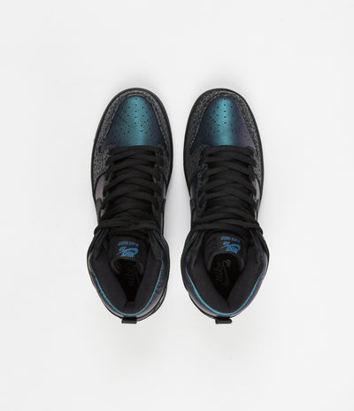 Nike SB x NBA Dunk High Pro 'Black Sheep' Shoes - Black / Black - Dark Grey - Metallic Silver