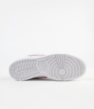 Nike SB x Parra Dunk Low OG Shoes - White / Pink Rise - Gym Red - Military Blue