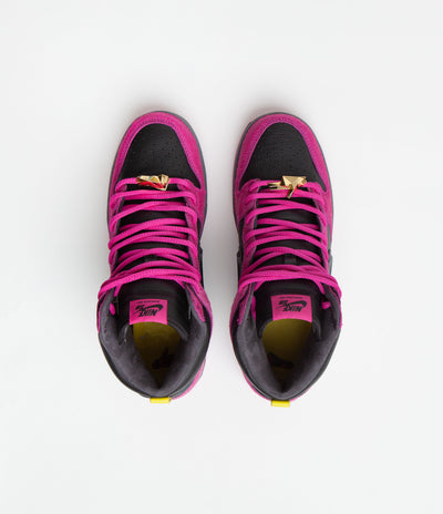 Nike SB x Run The Jewels Dunk High Shoes - Active Pink / Black - Metallic Gold