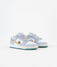 Nike SB x Sean Cliver Dunk Low Preschool Shoes - Psychic Blue / Metallic Gold - White thumbnail