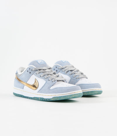 Nike SB x Sean Cliver Dunk Low Shoes - Psychic Blue / Metallic Gold - White