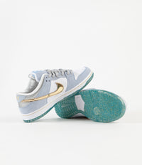 Nike SB x Sean Cliver Dunk Low Shoes - Psychic Blue / Metallic Gold - White thumbnail