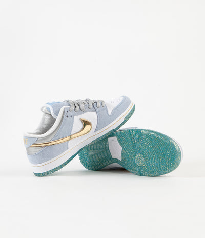 Nike SB x Sean Cliver Dunk Low Shoes - Psychic Blue / Metallic Gold - White