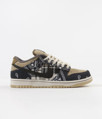 Nike SB x Travis Scott Dunk Low Premium Shoes - Black / Black - Parachute Beige - Petra Brown thumbnail
