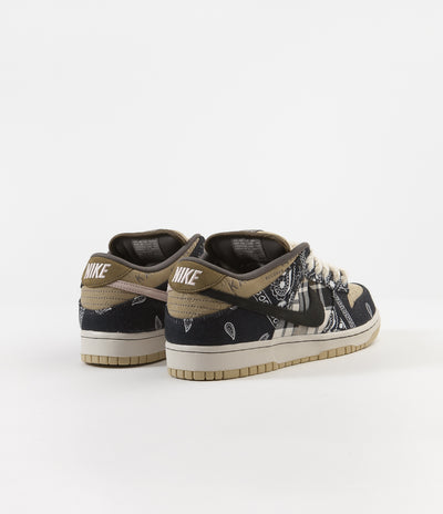 Nike SB x Travis Scott Dunk Low Premium Shoes - Black / Black - Parachute Beige - Petra Brown