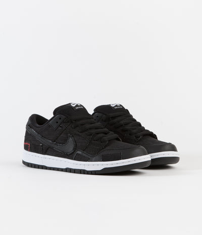 Nike SB x Wasted Youth Dunk Low Pro Shoes - Black / Black - University Red - White